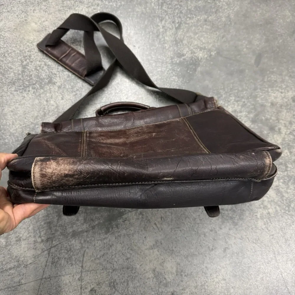 Samsonite Colombian Leather Flap-Over Messenger Bag Laptop Brown Minimalist